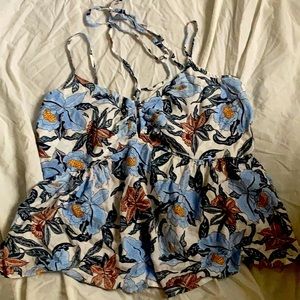 Old Navy Linen-Blend Keyhole-Front Babydoll Cami Top